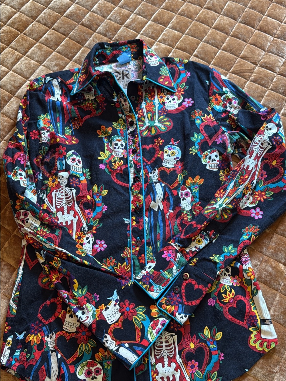 CR Ranchwear Day of the Dead Print Button-Down Shirt